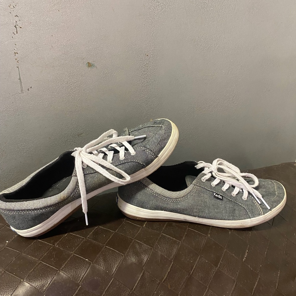 Keds Gray Canvas Low-Top Lace-Up Sneakers